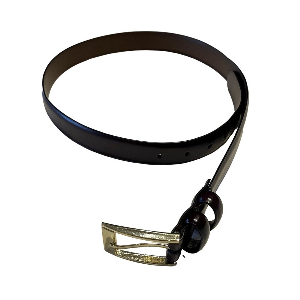 Mens Brown Dress Formal Genuin Leather Belt Gold Tone Buckle 34 u